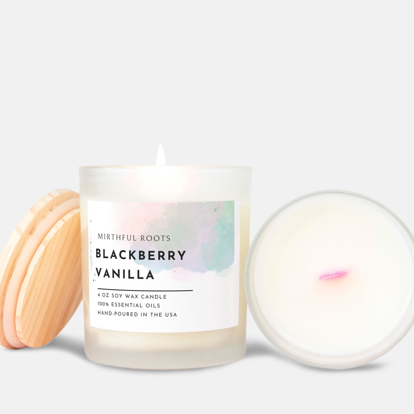 Mirthful Roots Frosted Candle (Pink Wick)